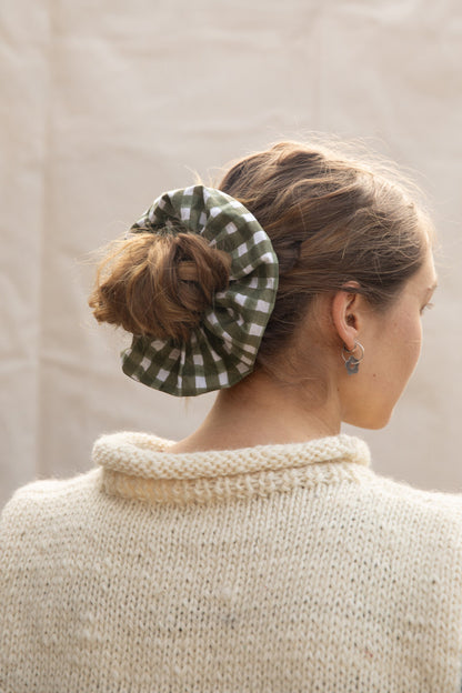 Hair Tie - Gingham Pea ~ Oversized