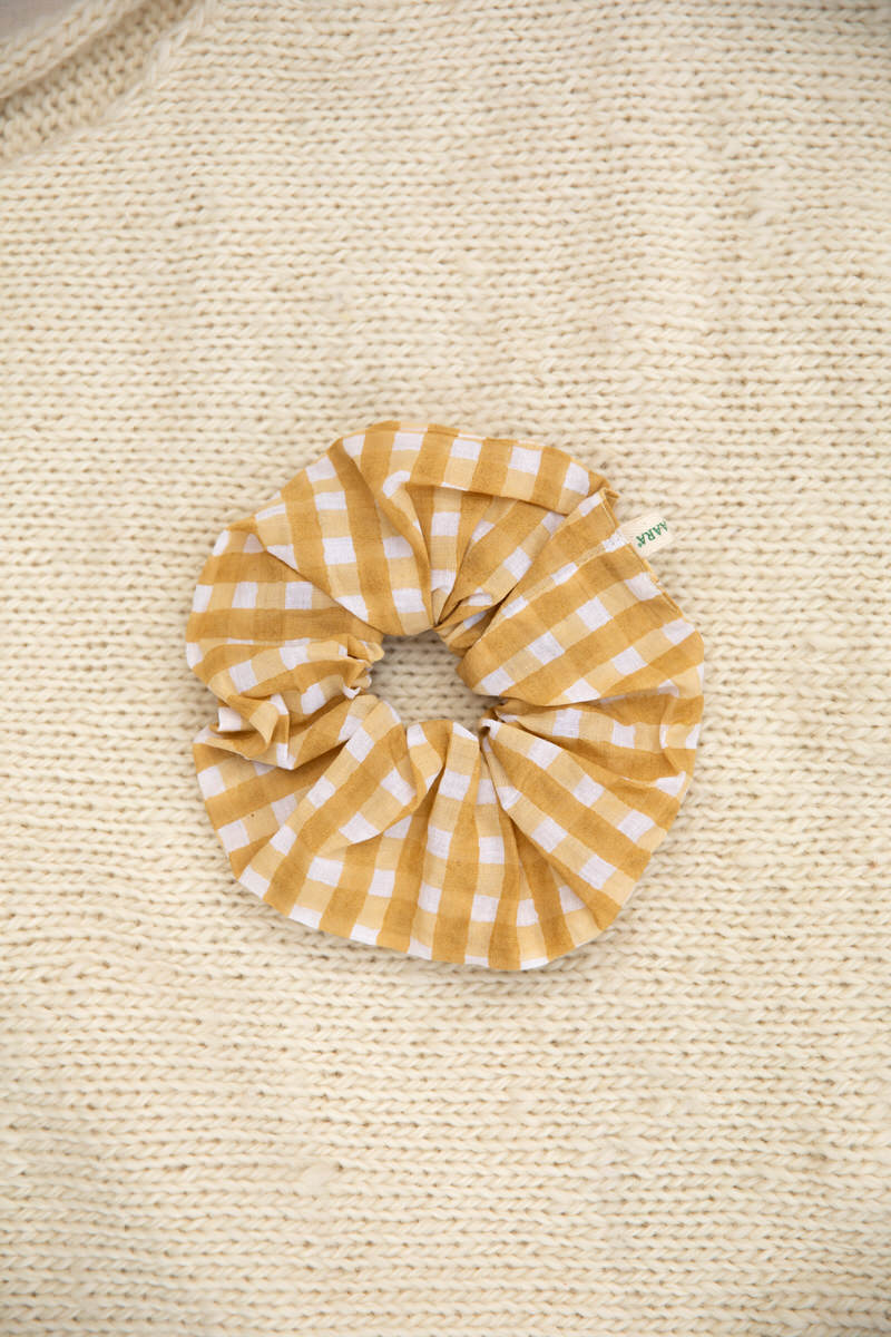 Hair Tie - Gingham Lemon ~ Oversized