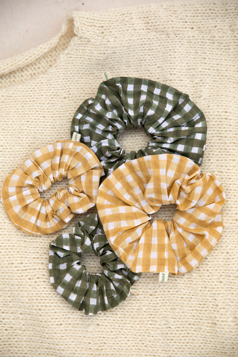 Hair Tie - Gingham Pea