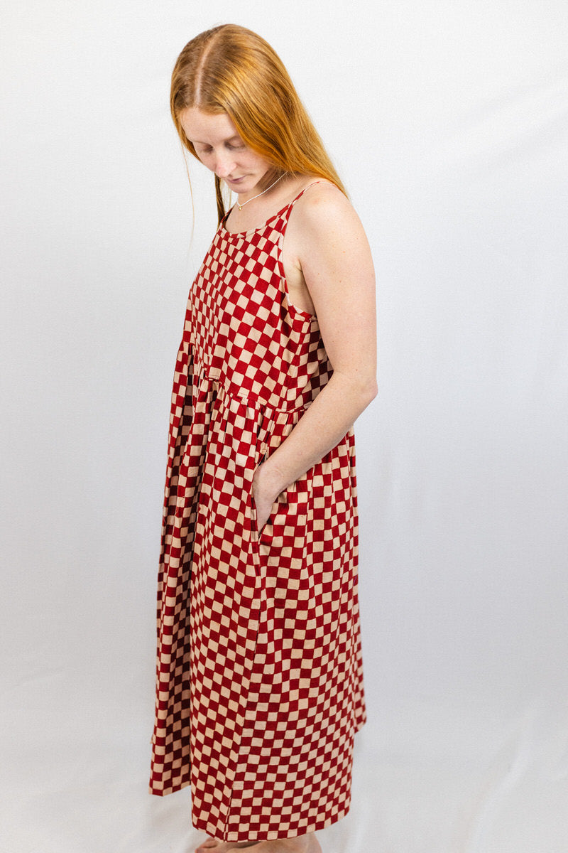 NEW IN • Zennor Midi Dress - Red Checkers