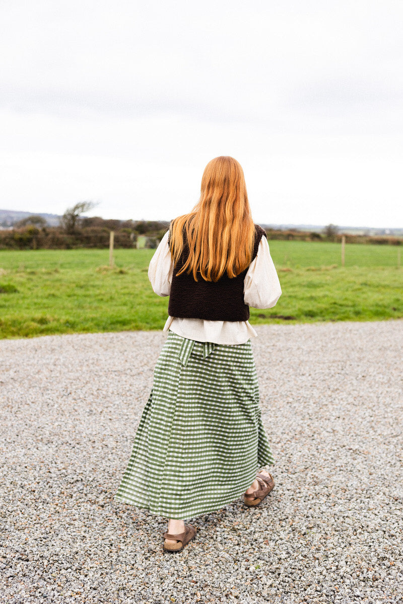 NEW IN • Maxi Wrap Skirt - Gingham Pea