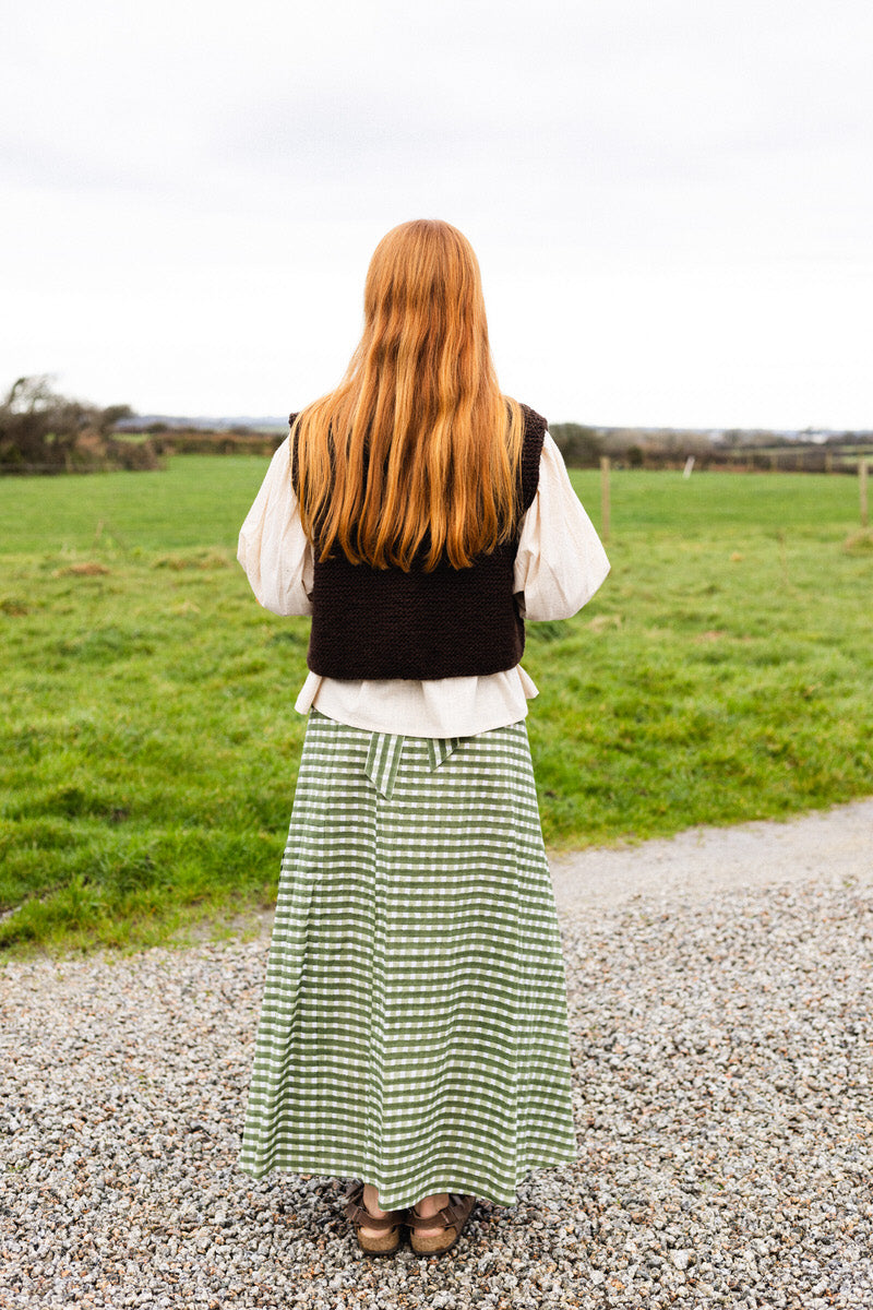 NEW IN • Maxi Wrap Skirt - Gingham Pea