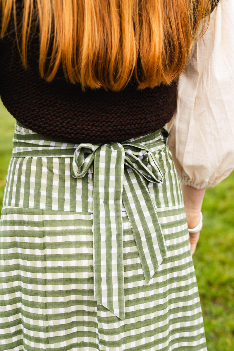 NEW IN • Maxi Wrap Skirt - Gingham Pea