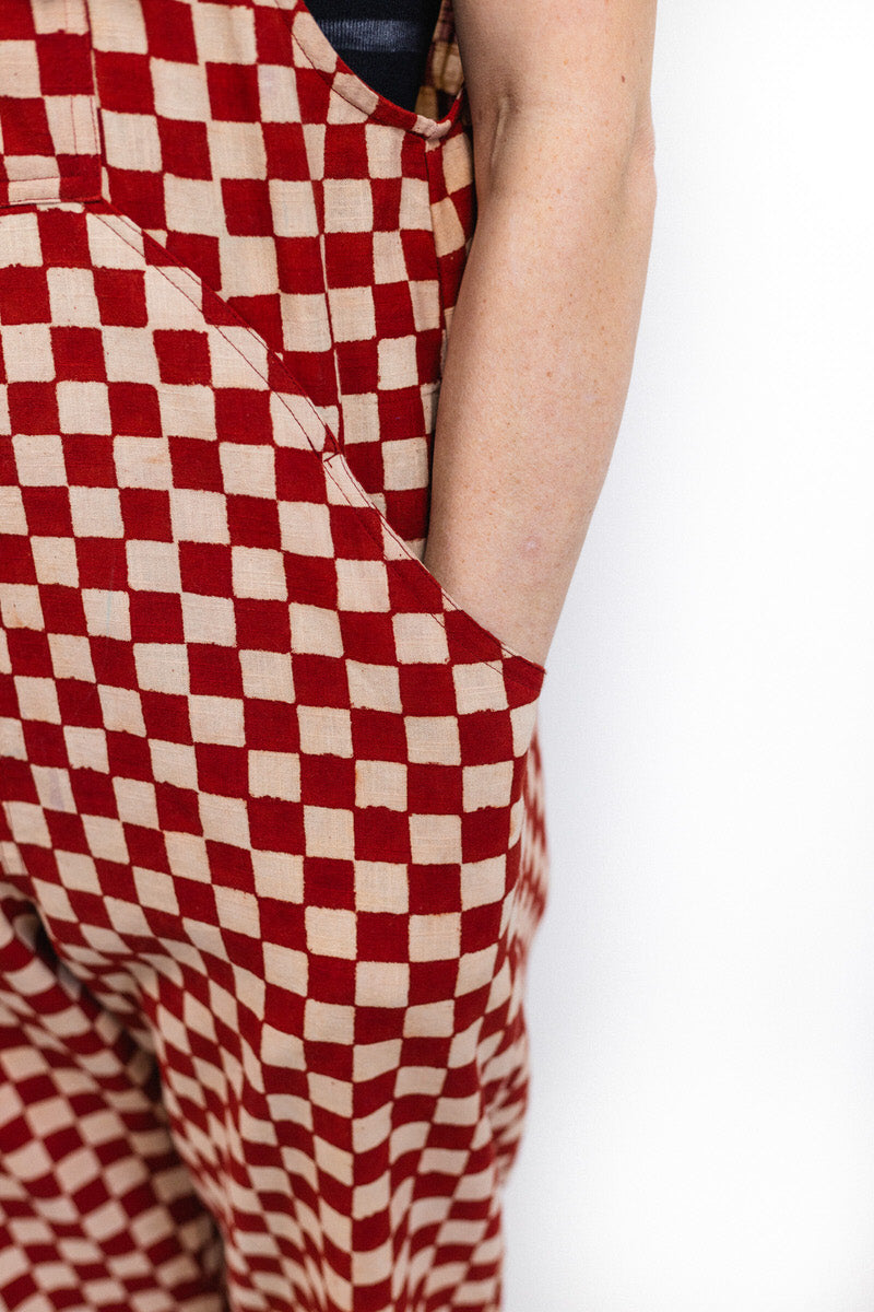 NEW IN • Checkered Dungarees - Clay Red