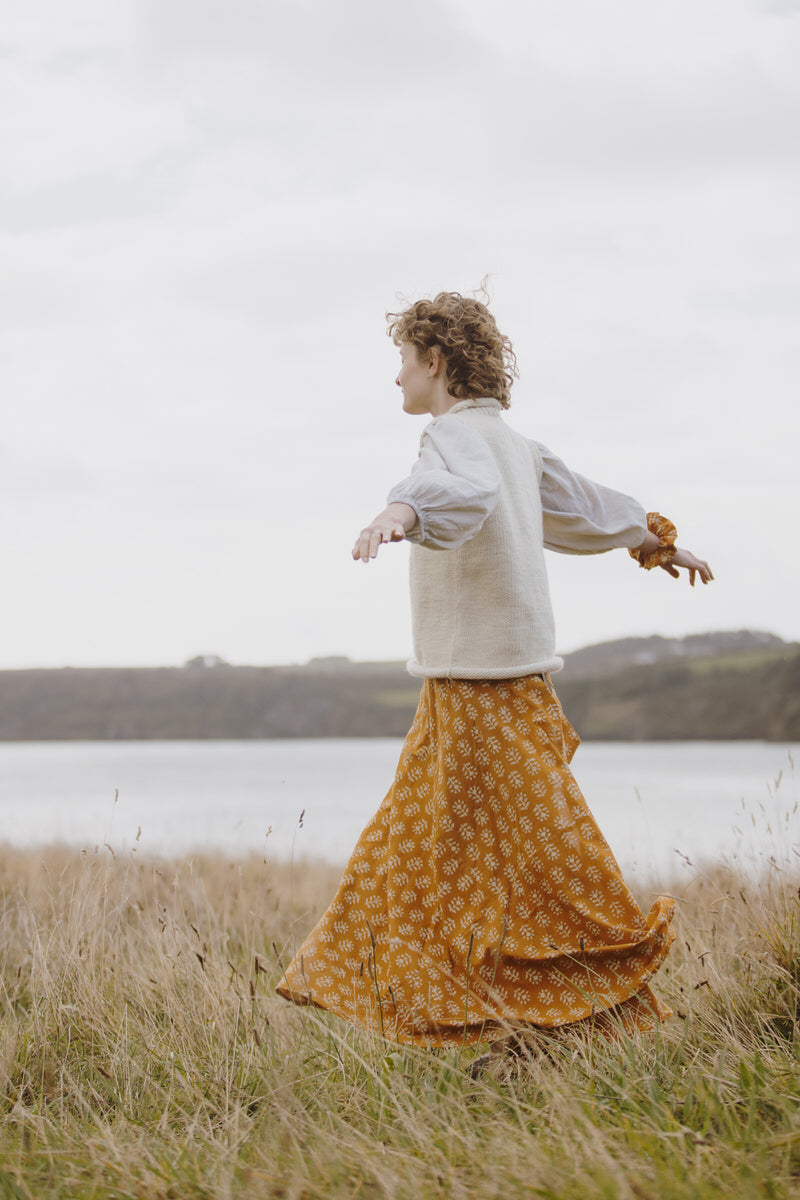 NEW IN • Maxi Wrap Skirt - Sunflower Dabu