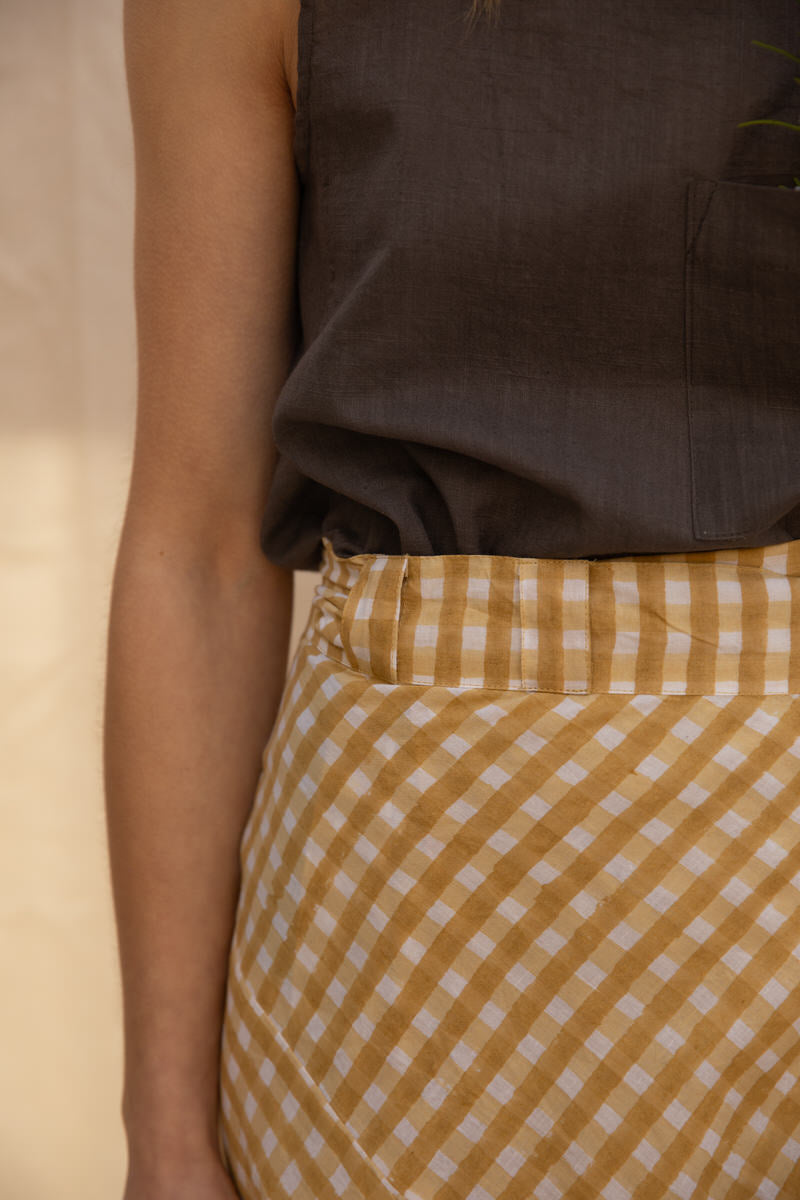 Maxi Wrap Skirt - Gingham Lemon