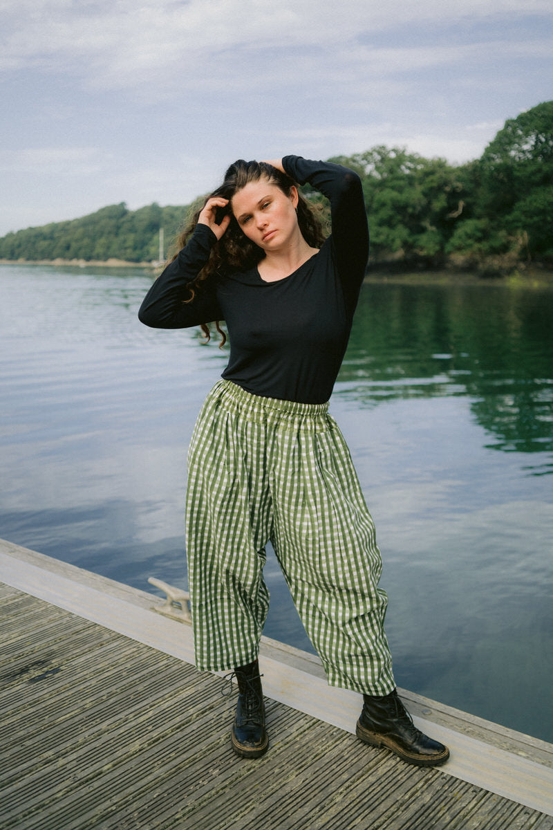 NEW IN • Gingham Trousers - Pea