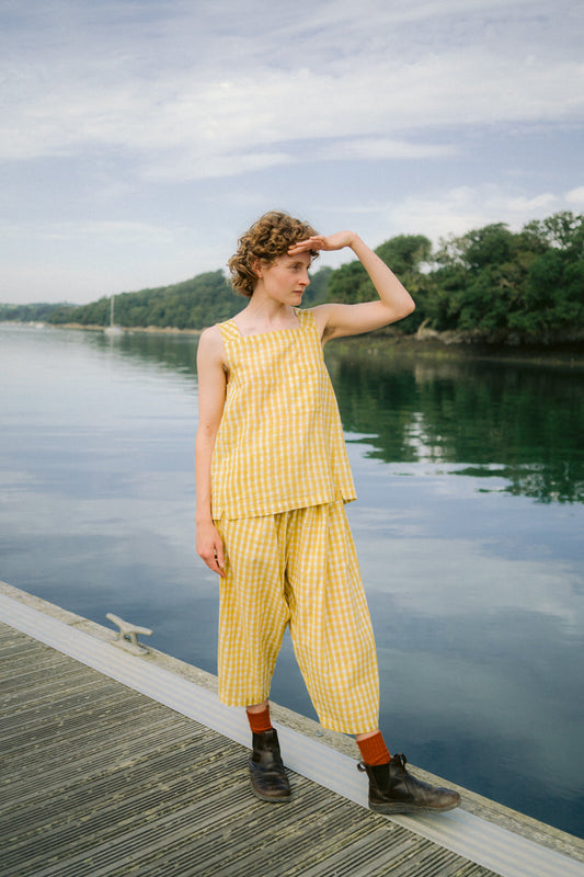 NEW IN • Gingham Trousers - Lemon