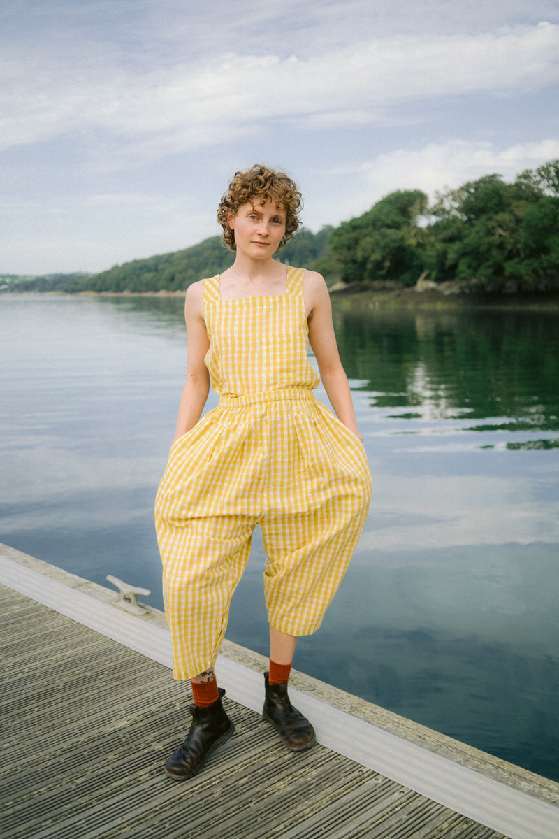 Gingham trousers in lemon