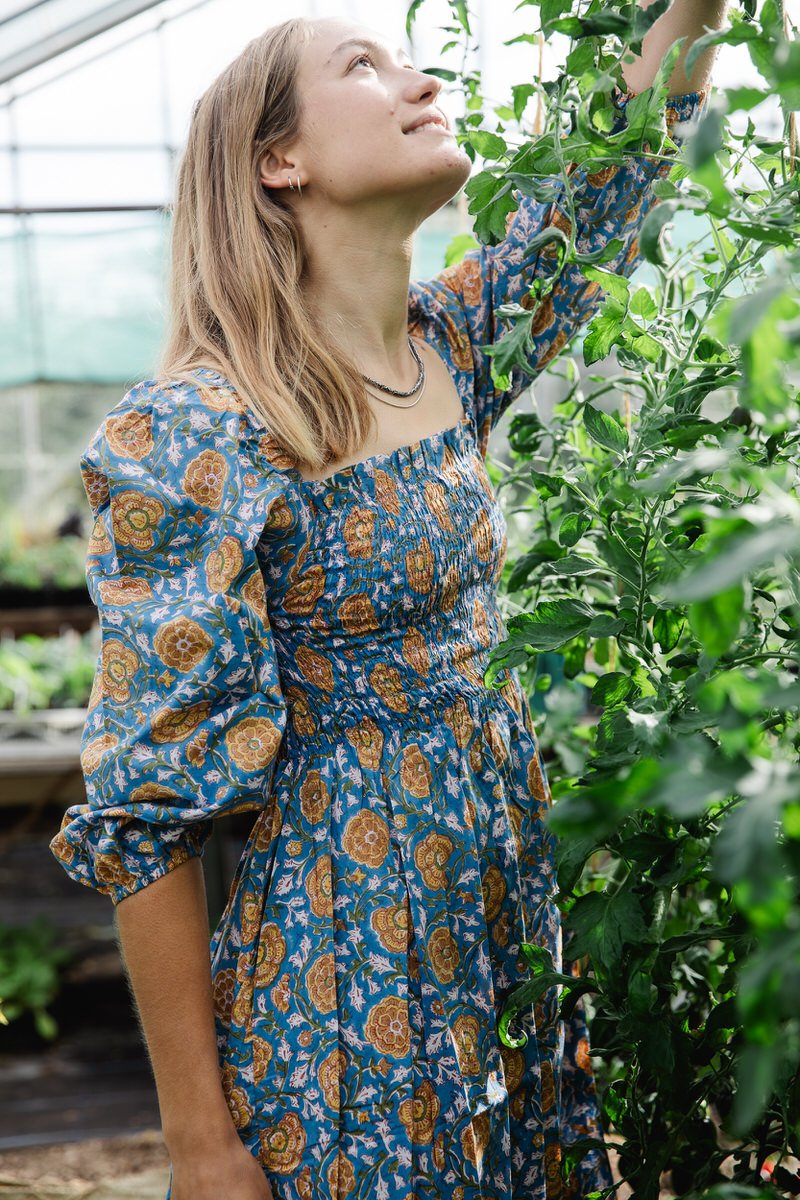 Maerl Sleeved Midi Dress - Campanula Blue