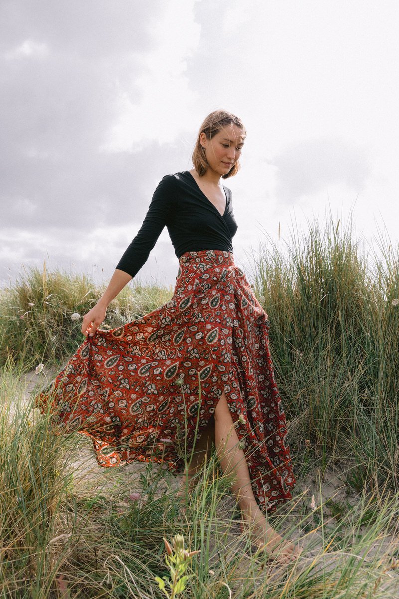 Maxi Wrap Skirt - Paisley Maroon