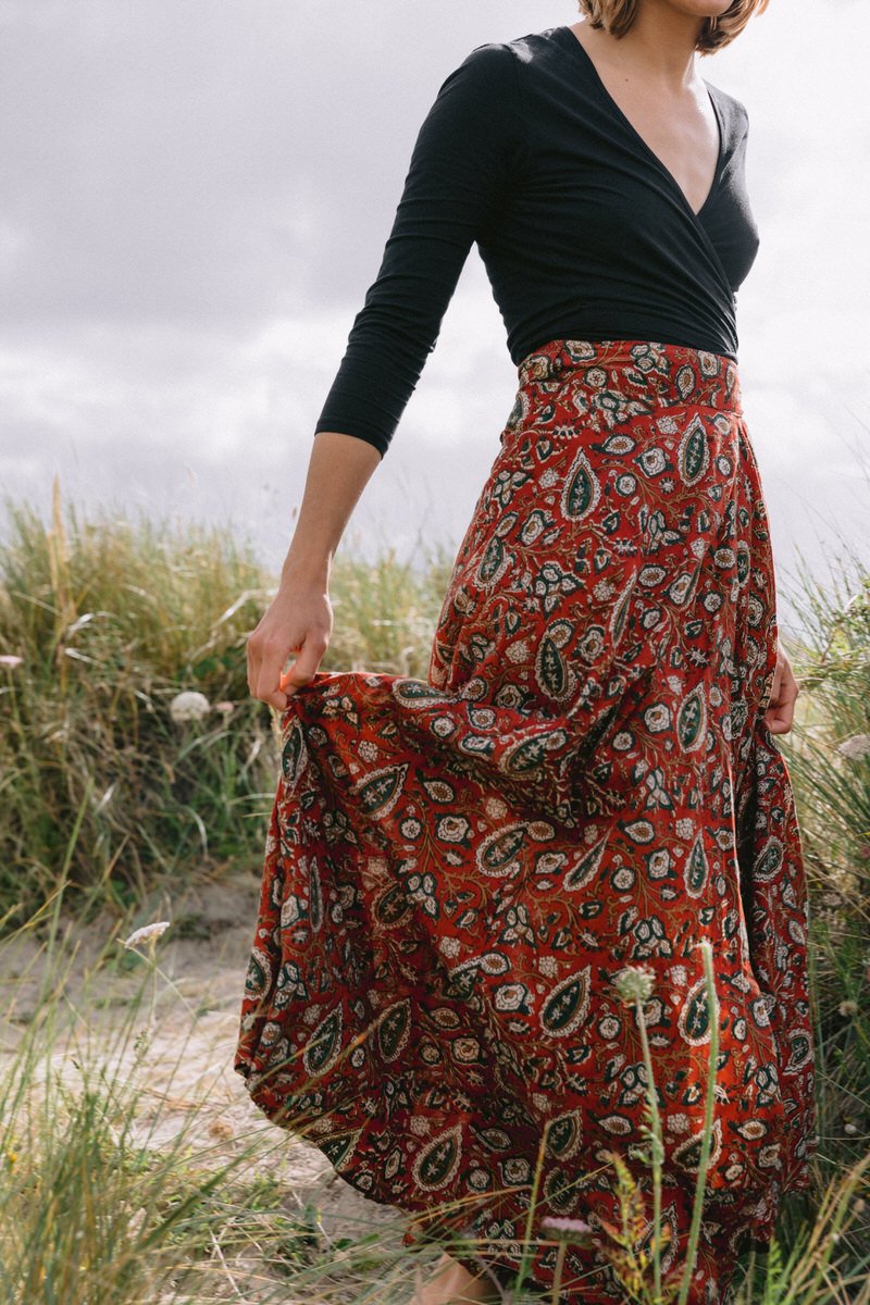 Maxi Wrap Skirt - Paisley Maroon