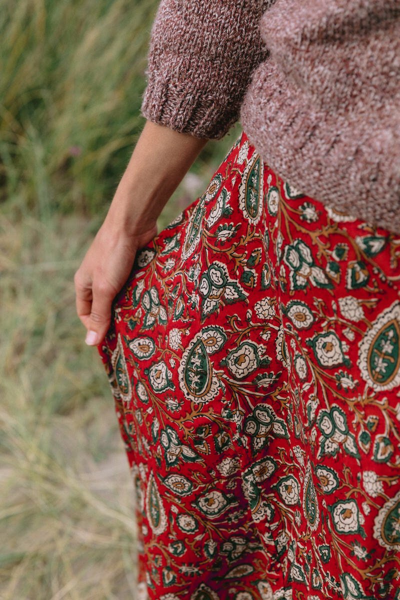 Maxi Wrap Skirt - Paisley Maroon