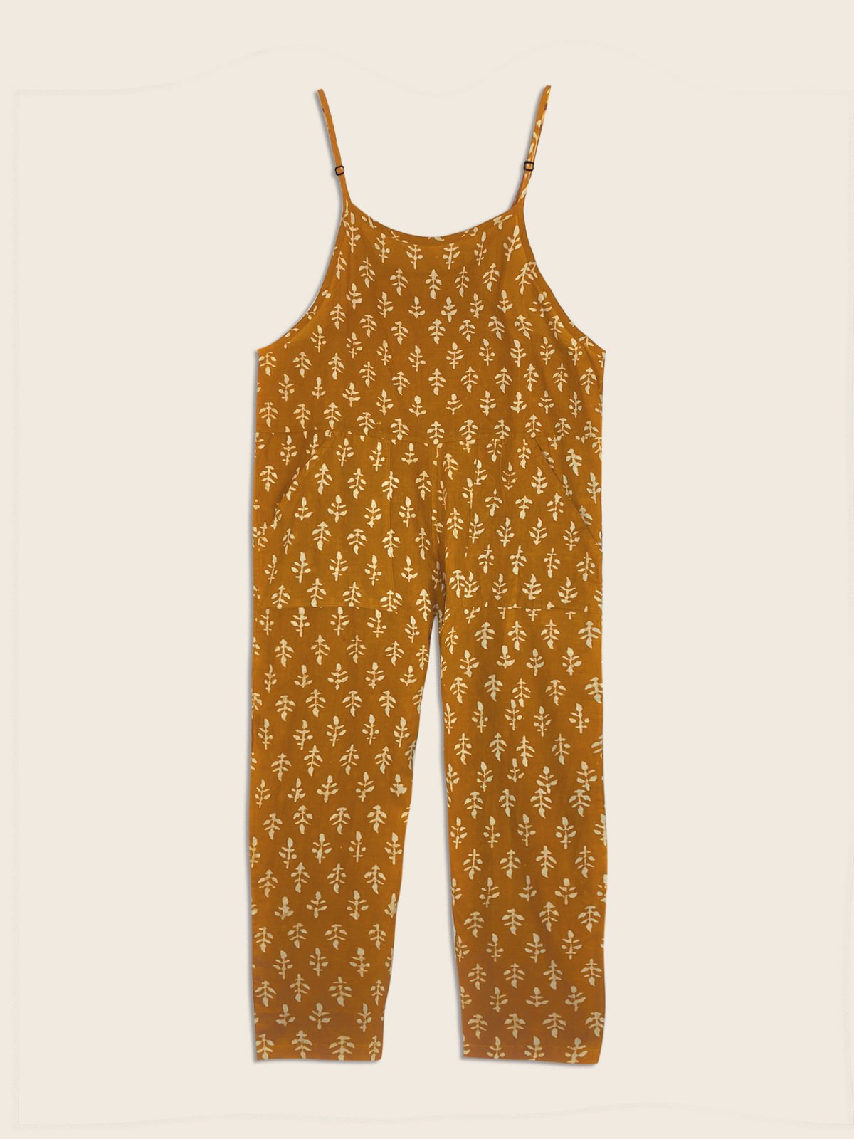 Turmeric Block Print Dungarees