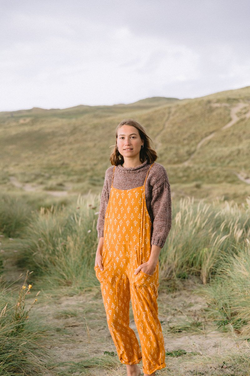 Turmeric Block Print Dungarees